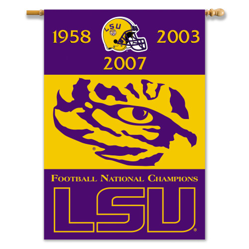 LSU Tigers 2-Sided 28" X 40" Banner W/ Pole Sleeve Champ Years