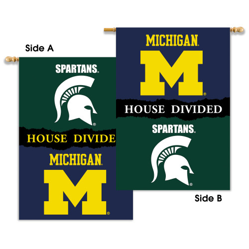 Michigan - Michigan St. 2-Sided 28" X 40" Banner W/ Pole Sleeve House Divided