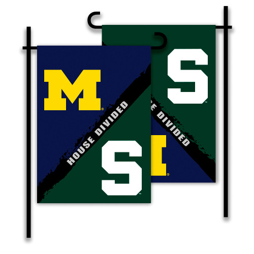 Michigan - Michigan St. 2-Sided Garden Flag - Rivalry House Divided
