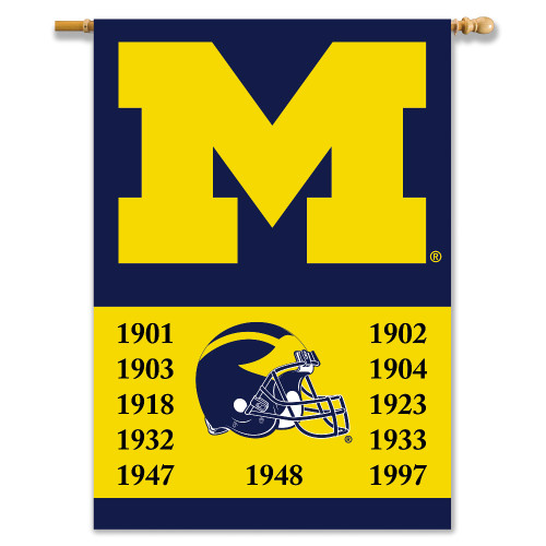Michigan Wolverines 2-Sided 28" X 40" Banner W/ Pole Sleeve Champ Years