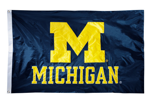 Michigan Wolverines 2-sided Nylon Applique 3 Ft x 5 Ft Flag w/ grommets