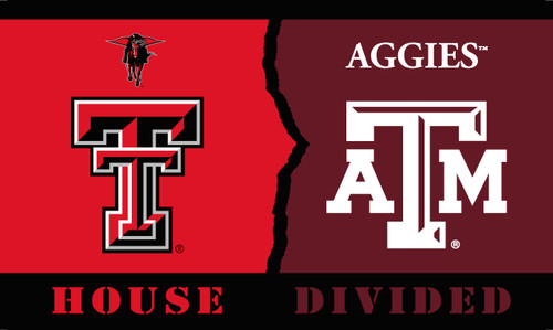 Texas Tech - Texas A&M 3 Ft. X 5 Ft. Flag W/Grommets - Rivalry House Divided