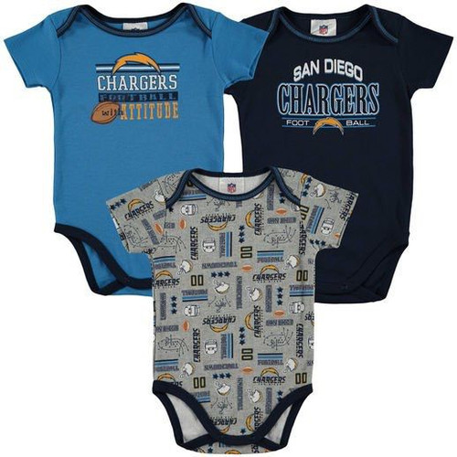 Chargers All Set To Play 3 Pack Short Sleeved Onesies Bodysuits