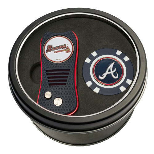 Atlanta Braves Tin Gift Set with Switchfix Divot Tool and Golf Chip
