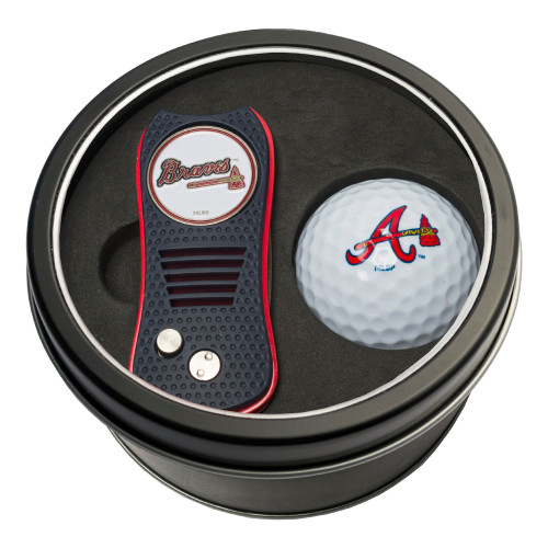 Atlanta Braves Tin Gift Set with Switchfix Divot Tool and Golf Ball