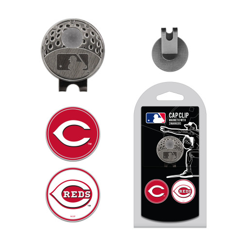 Cincinnati Reds Cap Clip With 2 Golf Ball Markers