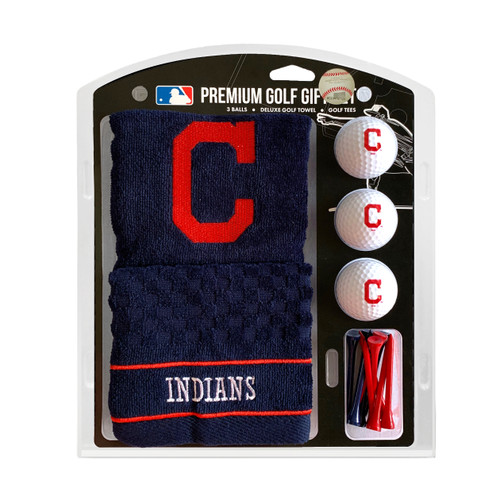 Cleveland Indians Embroidered Golf Towel, 3 Golf Ball, and Golf Tee Set