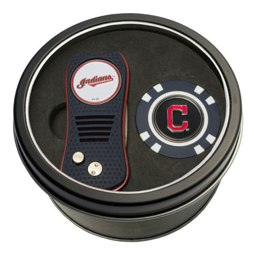 Cleveland Indians Tin Gift Set with Switchfix Divot Tool and Golf Chip