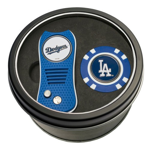 Los Angeles Dodgers Tin Gift Set with Switchfix Divot Tool and Golf Chip