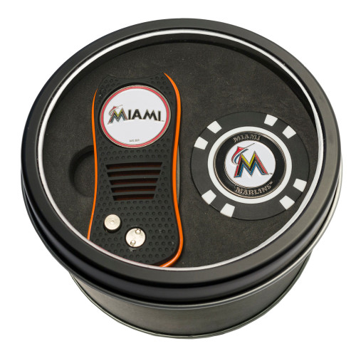 Miami Marlins Tin Gift Set with Switchfix Divot Tool and Golf Chip