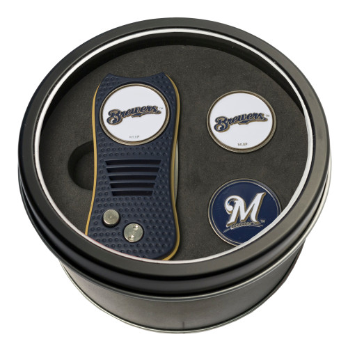 Milwaukee Brewers Tin Gift Set with Switchfix Divot Tool and 2 Ball Markers