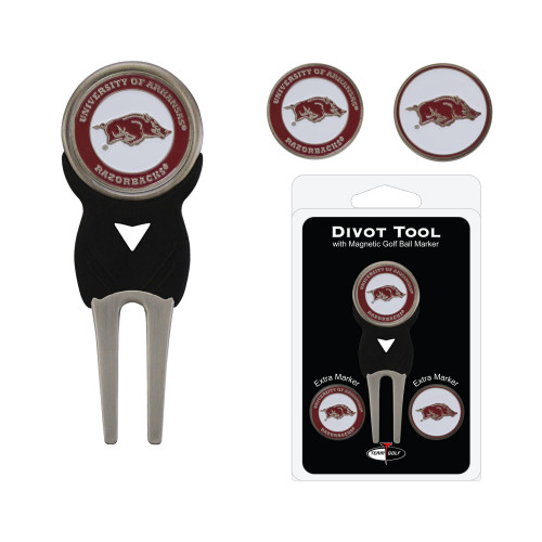 Arkansas Razorbacks Divot Tool Pack With 3 Golf Ball Markers