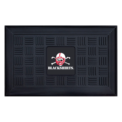 University of Nebraska - Nebraska Cornhuskers Medallion Door Mat Blackshirts Alternate Logo Black