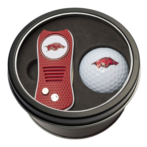 Arkansas Razorbacks Tin Gift Set with Switchfix Divot Tool and Golf Ball