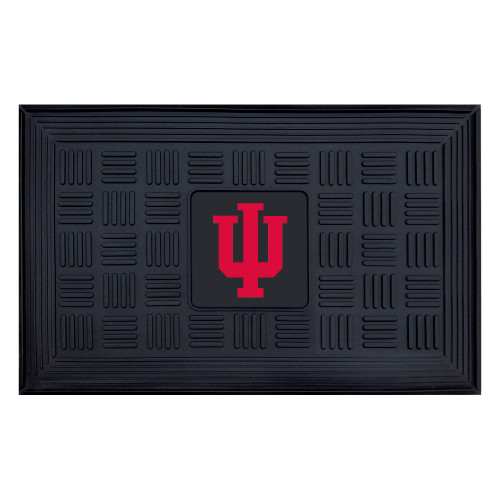 Indiana University - Indiana Hooisers Medallion Door Mat IU Trident Primary Logo Black