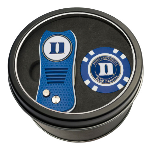 Duke Blue Devils Tin Gift Set with Switchfix Divot Tool and Golf Chip
