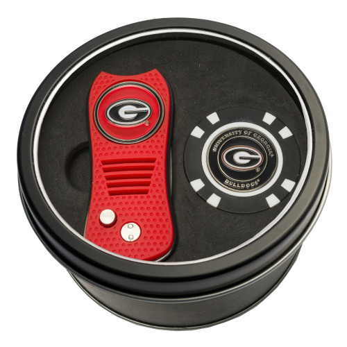 Georgia Bulldogs Tin Gift Set with Switchfix Divot Tool and Golf Chip