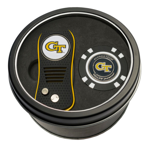 Georgia Tech Yellow Jackets Tin Gift Set with Switchfix Divot Tool and Golf Chip