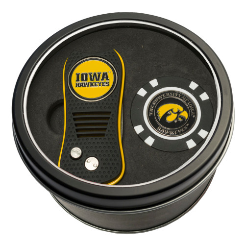 Iowa Hawkeyes Tin Gift Set with Switchfix Divot Tool and Golf Chip