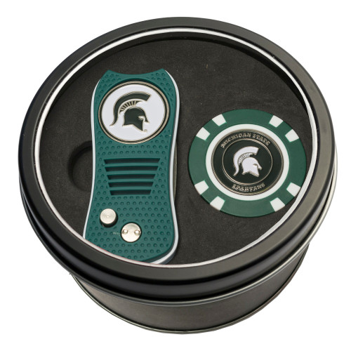 Michigan State Spartans Tin Gift Set with Switchfix Divot Tool and Golf Chip