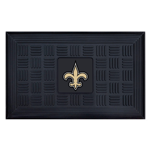 New Orleans Saints Medallion Door Mat Fleur-de-lis Primary Logo Black