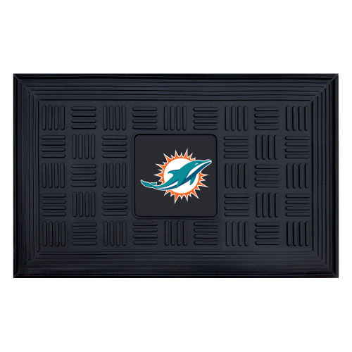 Miami Dolphins Medallion Door Mat Dolphin Primary Logo Black