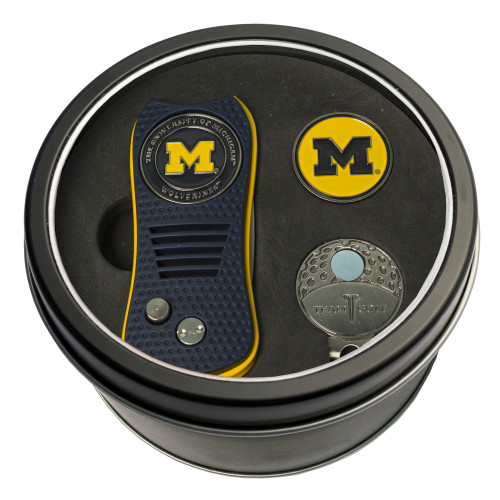 Michigan Wolverines Tin Gift Set with Switchfix Divot Tool, Cap Clip, and Ball Marker