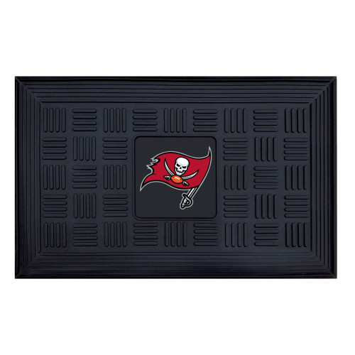 Tampa Bay Buccaneers Medallion Door Mat Pirate Flag Primary Logo Black