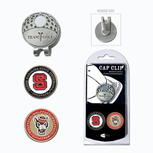 NC State Wolfpack Cap Clip With 2 Golf Ball Markers