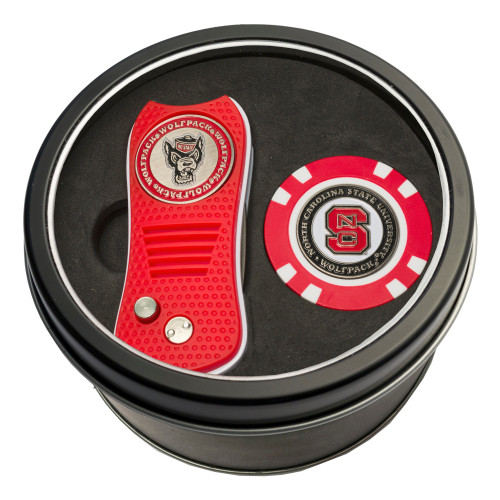 NC State Wolfpack Tin Gift Set with Switchfix Divot Tool and Golf Chip