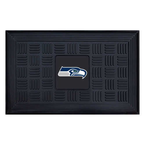Seattle Seahawks Medallion Door Mat Seahawk Primary Logo Black