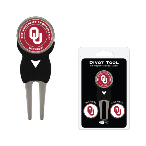 Oklahoma Sooners Divot Tool Pack With 3 Golf Ball Markers