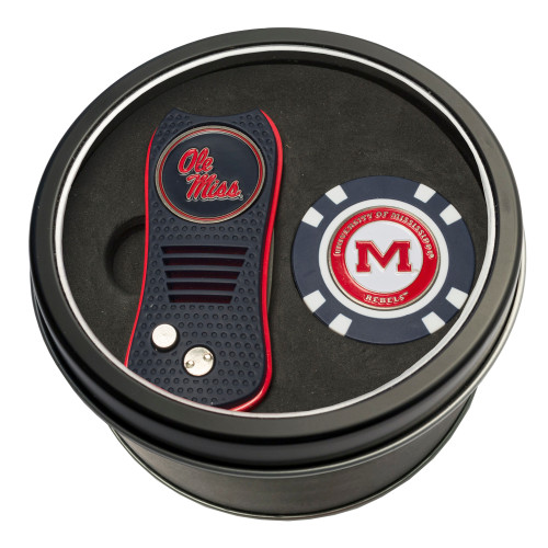 Ole Miss Rebels Tin Gift Set with Switchfix Divot Tool and Golf Chip