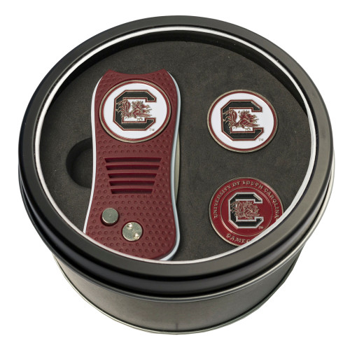 South Carolina Gamecocks Tin Gift Set with Switchfix Divot Tool and 2 Ball Markers