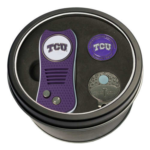 TCU Horned Frogs Tin Gift Set with Switchfix Divot Tool, Cap Clip, and Ball Marker