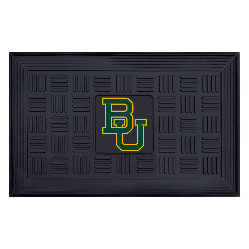 Baylor University - Baylor Bears Medallion Door Mat Interlocking BU Primary Logo Black