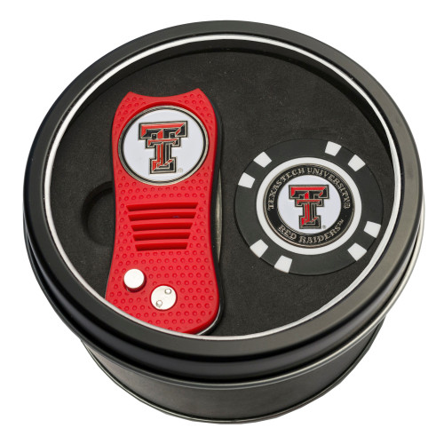 Texas Tech Red Raiders Tin Gift Set with Switchfix Divot Tool and Golf Chip