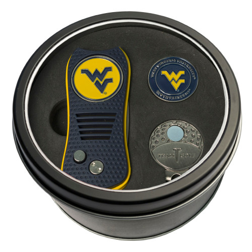 West Virginia Mountaineers Tin Gift Set with Switchfix Divot Tool, Cap Clip, and Ball Marker