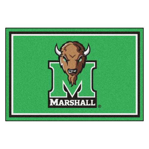 Marshall University - Marshall Thundering Herd 5x8 Rug Bison M Marshall Primary Logo Green