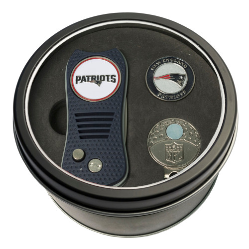 New England Patriots Tin Gift Set with Switchfix Divot Tool, Cap Clip, and Ball Marker