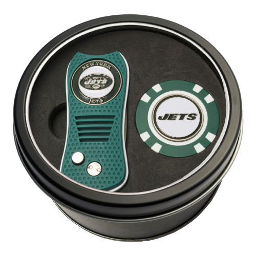 New York Jets Tin Gift Set with Switchfix Divot Tool and Golf Chip