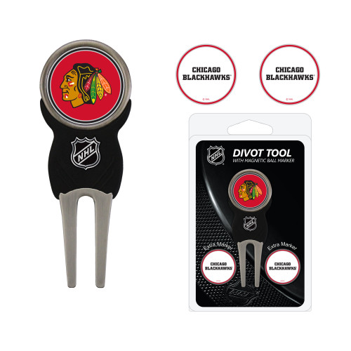 Chicago Blackhawks Divot Tool Pack With 3 Golf Ball Markers