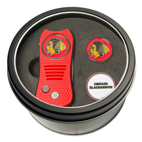 Chicago Blackhawks Tin Gift Set with Switchfix Divot Tool and 2 Ball Markers