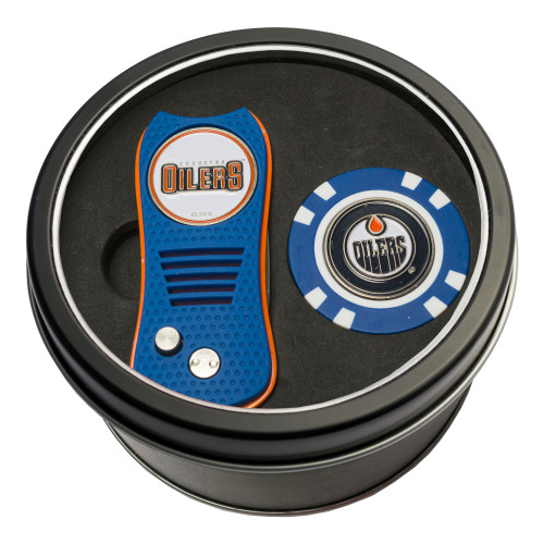 Edmonton Oilers Tin Gift Set with Switchfix Divot Tool and Golf Chip