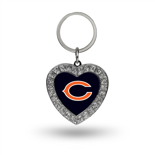 Chicago Bears Rhinestone Heart Keychain