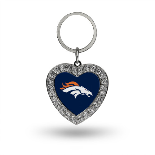 Denver Broncos Rhinestone Heart Keychain