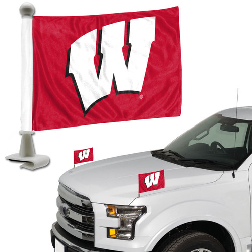Wisconsin Badgers Ambassador Flags "W" Primary Logo 4 in. x 6 in. Set of 2