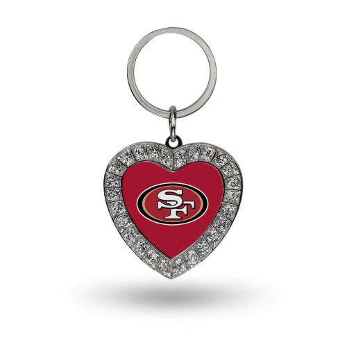 San Francisco 49ers Rhinestone Heart Keychain