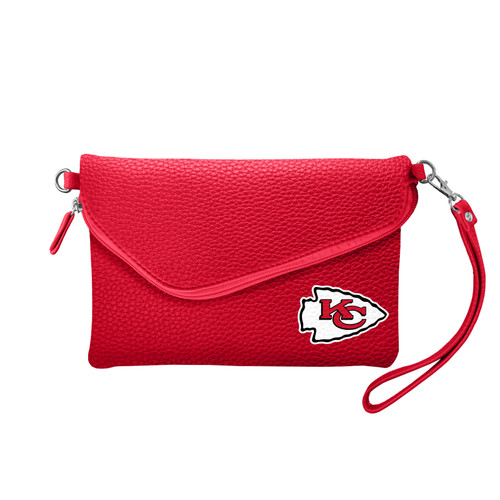 Kansas City Chiefs Purse Pebble Fold Over Crossbody Light Red