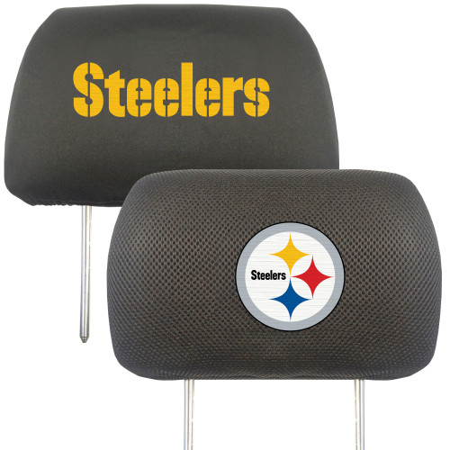 Pittsburgh Steelers Head Rest Cover  "Steelers" Logo & "Steelers" Wordmark Black